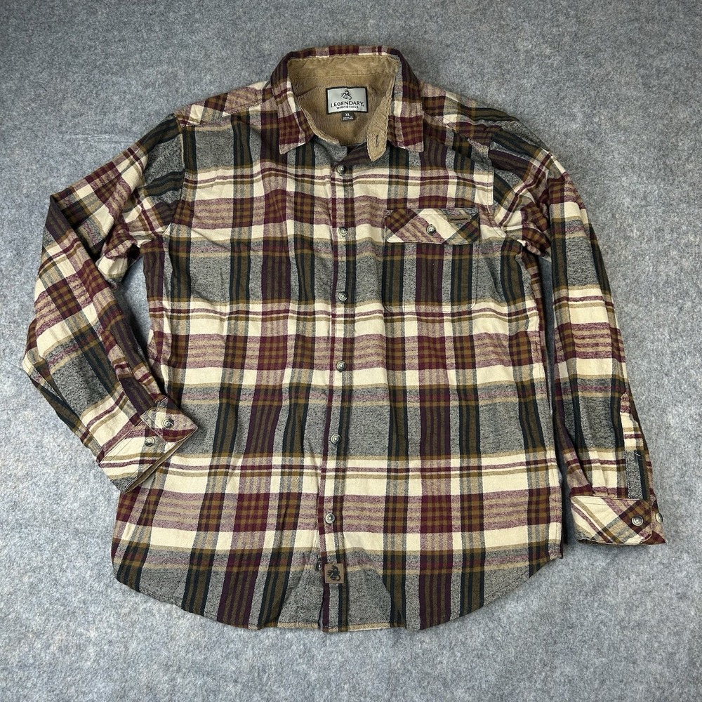 Legendary Whitetails Shirt Men XL Buck Camp Flannel Outdoor Hunting Corduroy